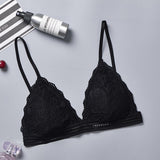 French Style Bralette Seamless Deep V Lace Girl Women Bra