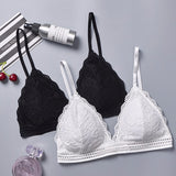 French Style Bralette Seamless Deep V Lace Girl Women Bra