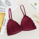 French Style Bralette Seamless Deep V Lace Girl Women Bra