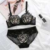 4 Colors Women Lace Embroidery Shell Bra Sets