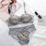 4 Colors Women Lace Embroidery Shell Bra Sets